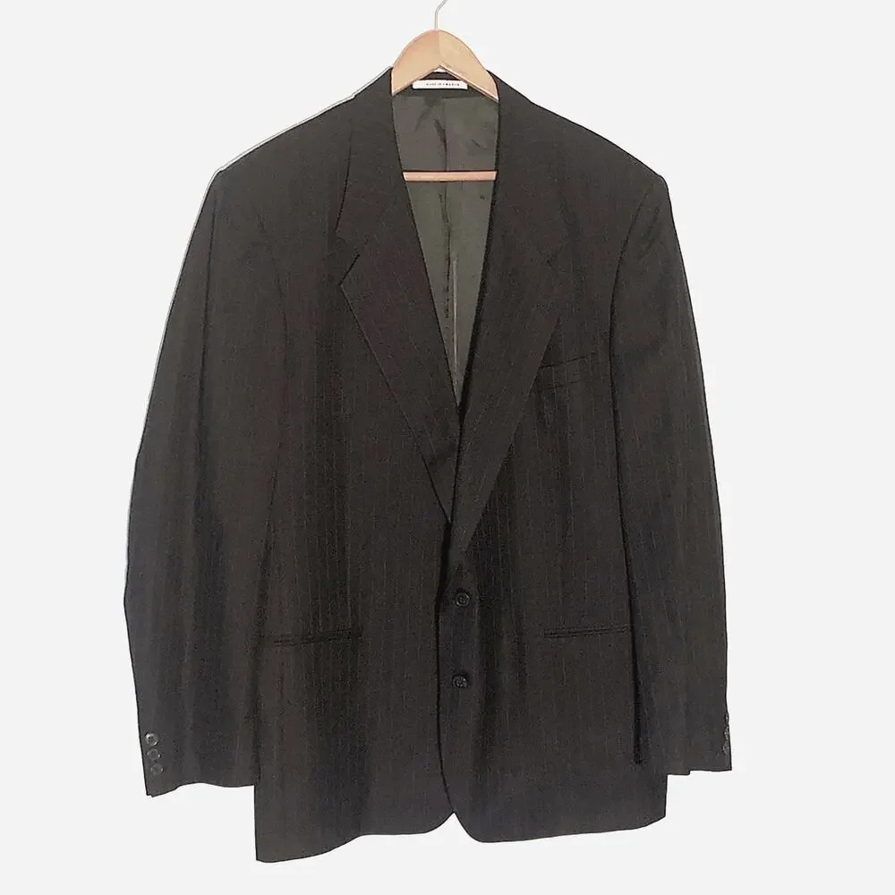 Vintage Yves Saint Laurent black blazer gray pinstripe sports coat suit size 46R